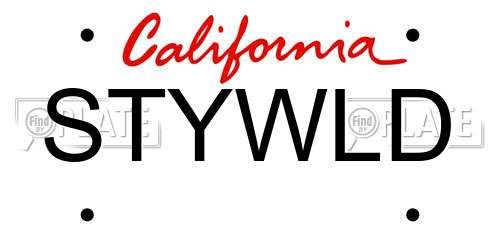 STYWLD California License Plate