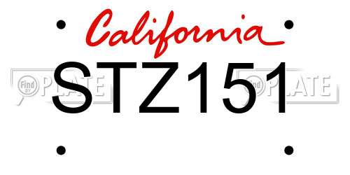 STZ151 California License Plate