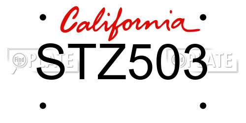 STZ503 California License Plate