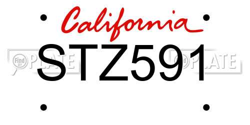 STZ591 California License Plate