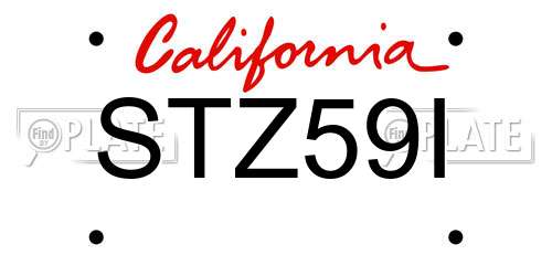 STZ59I California License Plate