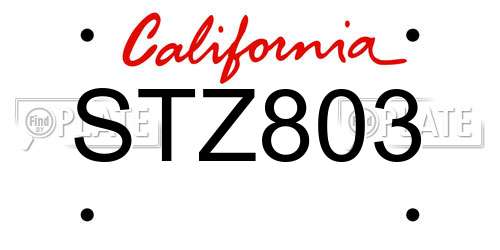 STZ803 California License Plate