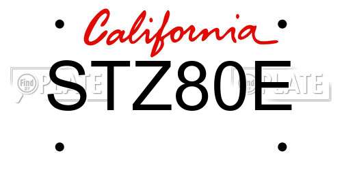 STZ80E California License Plate