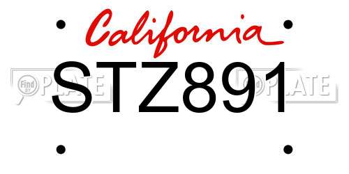 STZ891 California License Plate