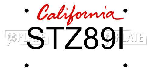 STZ89I California License Plate