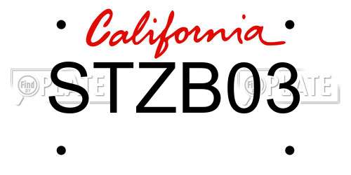 STZB03 California License Plate