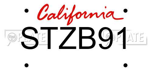 STZB91 California License Plate