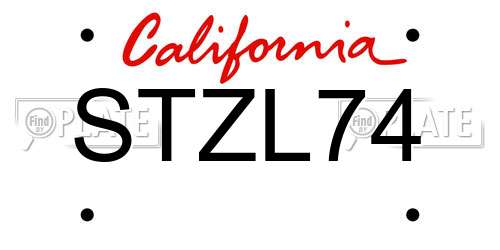 STZL74 California License Plate