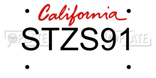 STZS91 California License Plate
