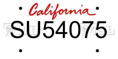 SU54075 California License Plate