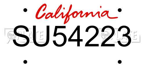 SU54223 California License Plate