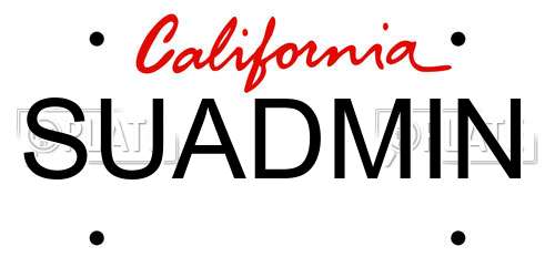 SUADMIN California License Plate