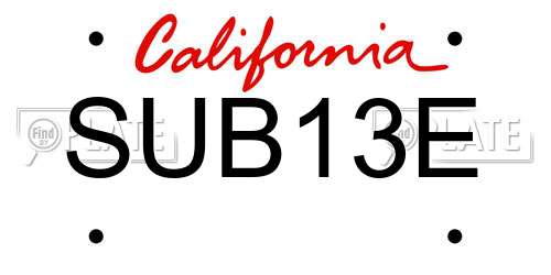 SUB13E California License Plate
