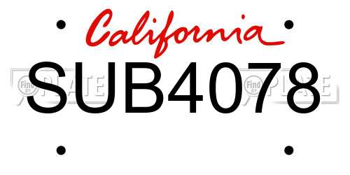 SUB4078 California License Plate
