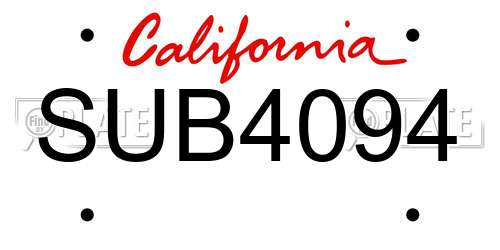 SUB4094 California License Plate