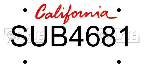 SUB4681 California License Plate