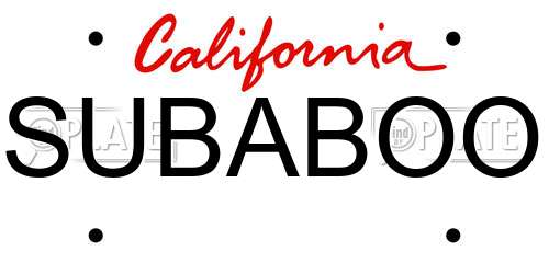 SUBABOO California License Plate