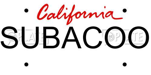 SUBACOO California License Plate