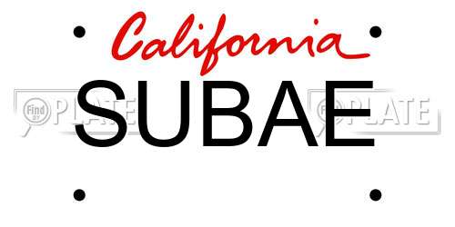 SUBAE California License Plate