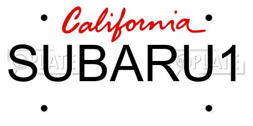 SUBARU1 California License Plate