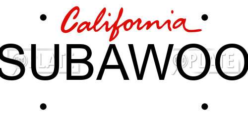 SUBAWOO California License Plate
