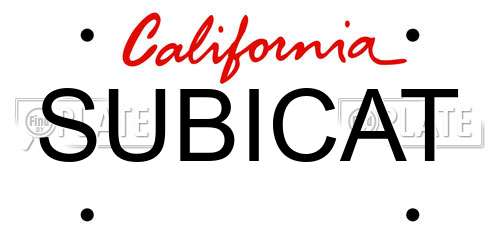 SUBICAT California License Plate