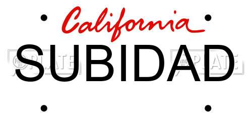 SUBIDAD California License Plate