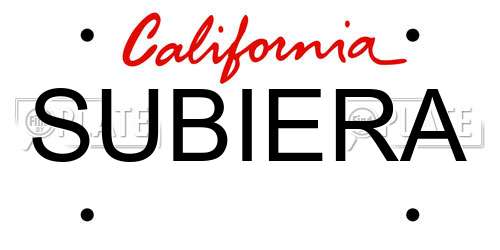 SUBIERA California License Plate