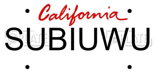 SUBIUWU California License Plate