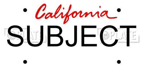 SUBJECT California License Plate