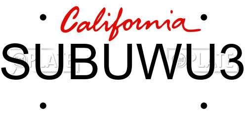 SUBUWU3 California License Plate