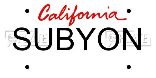SUBYON California License Plate