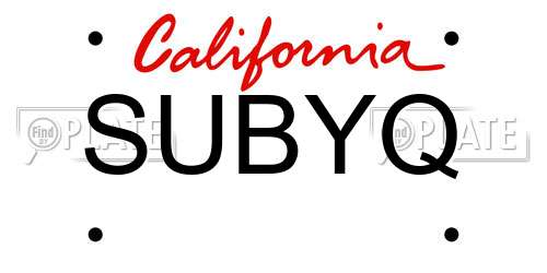 SUBYQ California License Plate