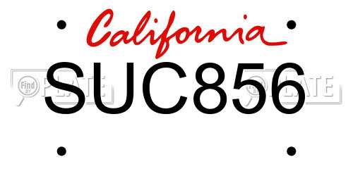 SUC856 California License Plate