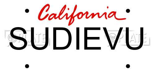 SUDIEVU California License Plate
