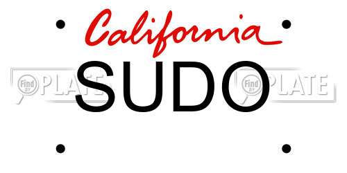 SUDO California License Plate