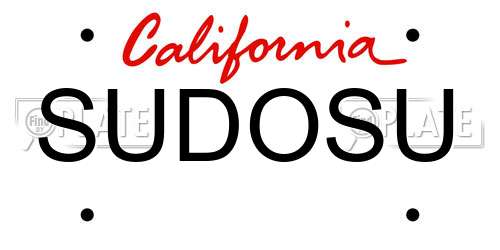 SUDOSU California License Plate