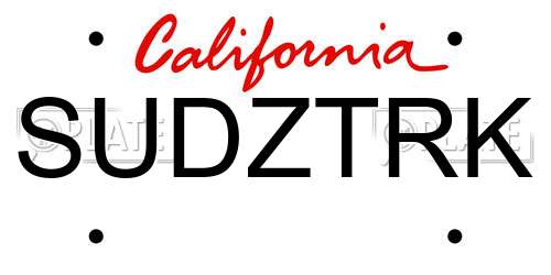 SUDZTRK California License Plate