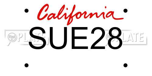 SUE28 California License Plate