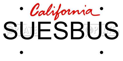 SUESBUS California License Plate