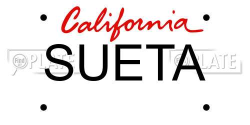 SUETA California License Plate