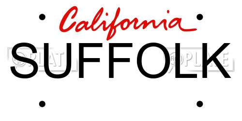 SUFFOLK California License Plate