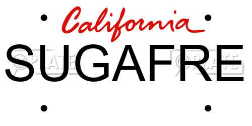 SUGAFRE California License Plate
