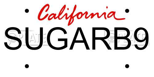 SUGARB9 California License Plate