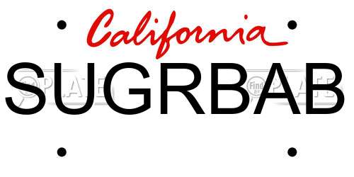 SUGRBAB California License Plate