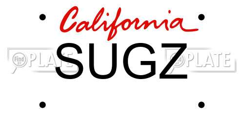 SUGZ California License Plate