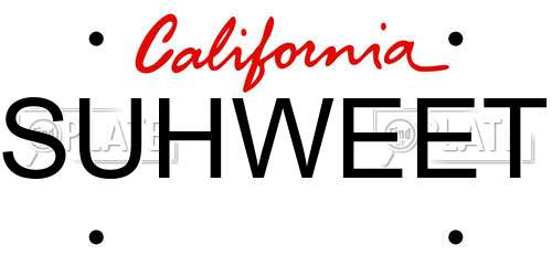 SUHWEET California License Plate