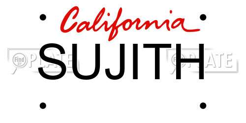 SUJITH California License Plate