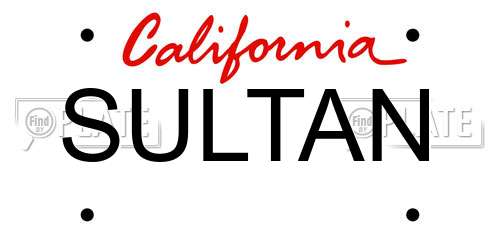 SULTAN California License Plate
