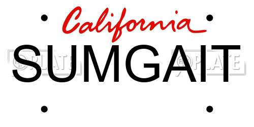 SUMGAIT California License Plate